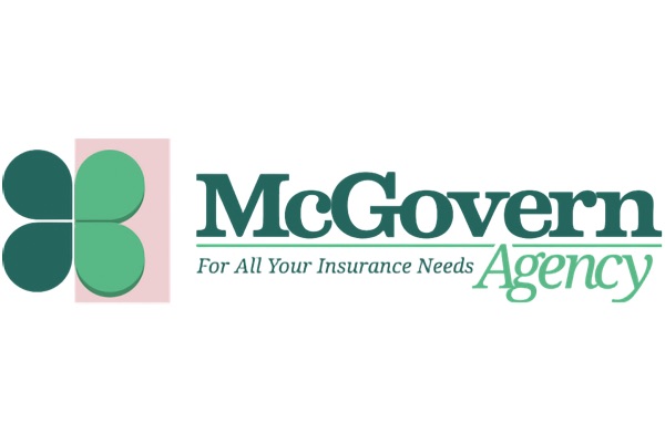 A logo with a four-leaf clover icon on the left in green tones, and the text "McGovern Agency" on the right in dark green, with the slogan "For All Your Insurance Needs" below.